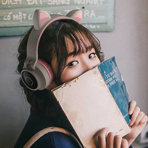Tai nghe Bluetooth tai mèo đáng yêu có mic đàm thoại cao cấp, tai nghe mèo có đèn phát sáng cute tai nghe tai mèo thời trang, headphone Bluetooth đáng yêu có thể sử dụng khi chơi các tựa game online