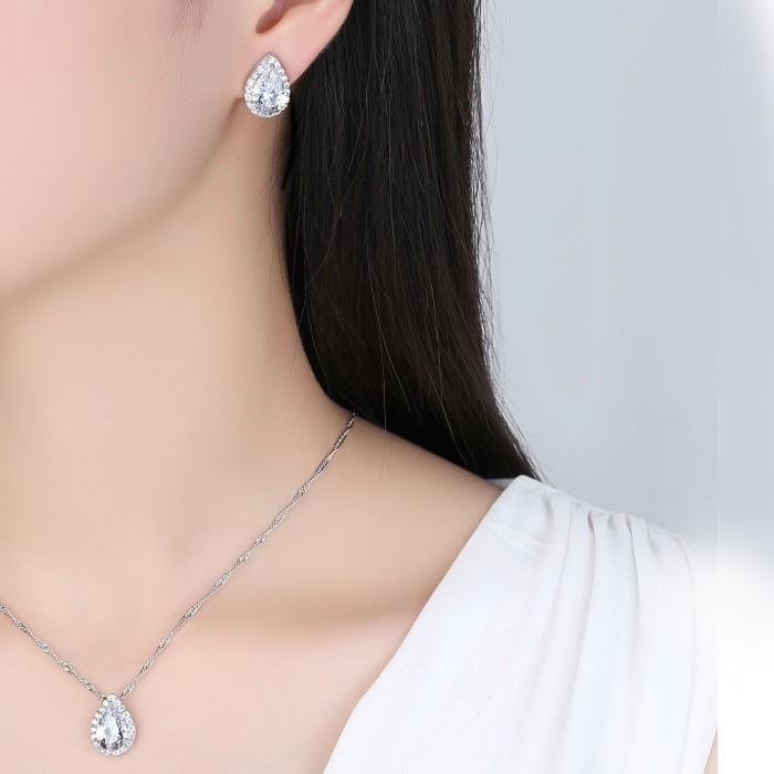Bộ trang sức 2 món nạm đá zricon BHB69 có video