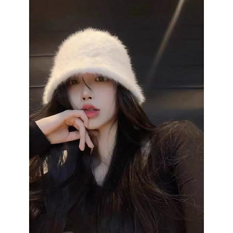 (Hàng đẹp) Mũ lông thỏ mềm mịn ấm áp cho nữ