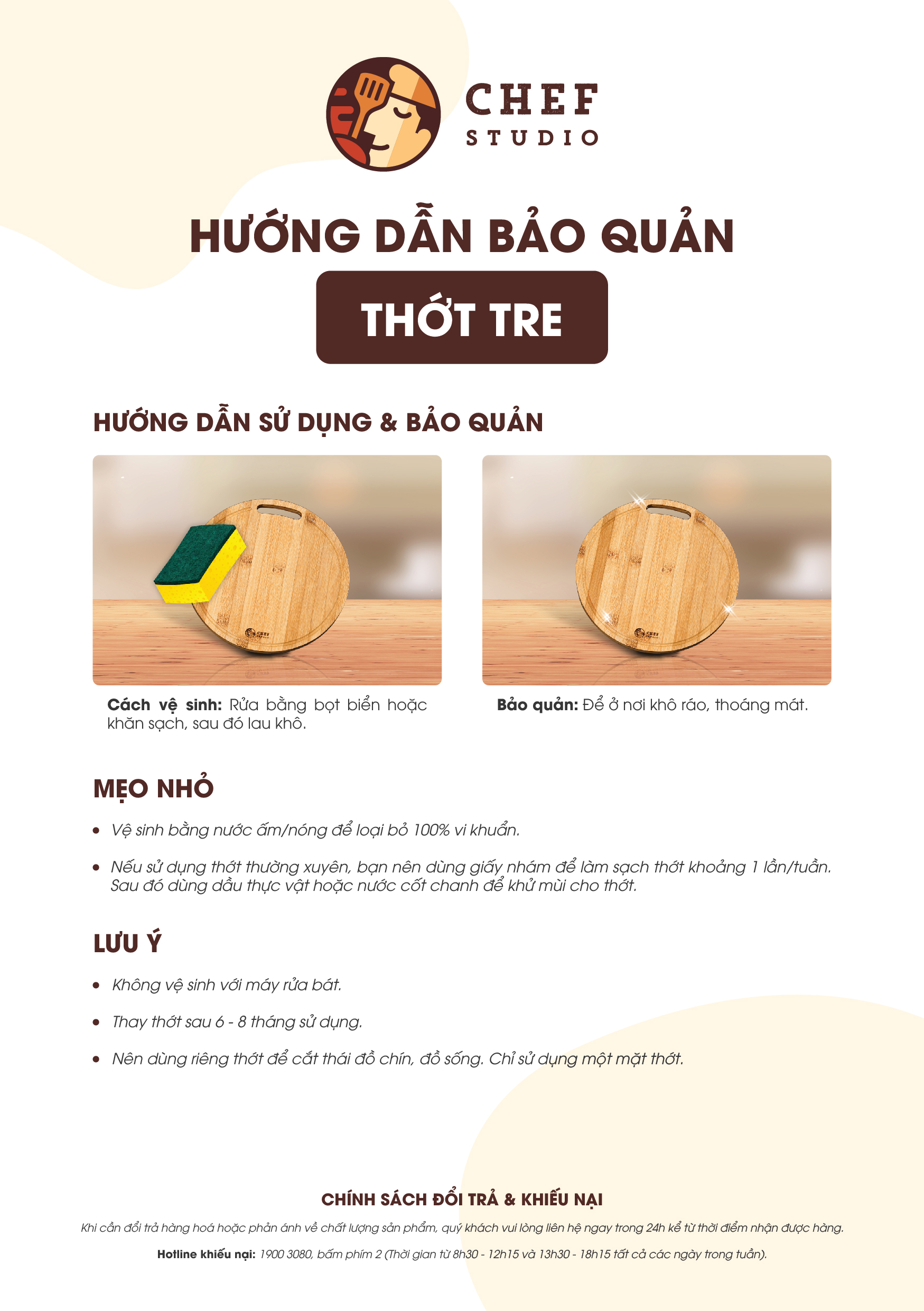 Thớt tre Chef Studio cao cấp hình chữ nhật có tay cầm, bền bỉ, an toàn cho sức khỏe, dùng cắt thái và bày trí đồ ăn
