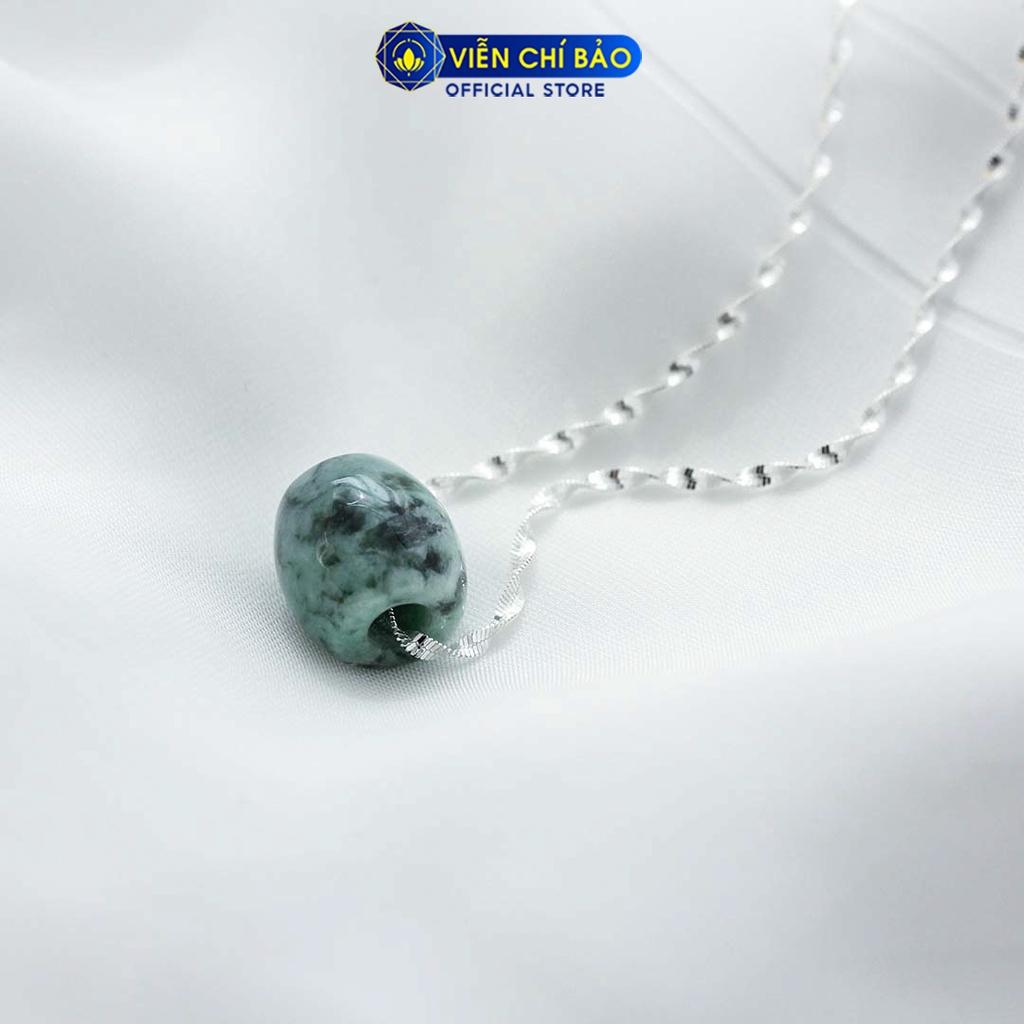 Dây chuyền bạc nữ S925 mặt Lu thống xanh lá cẩm thạch thời trang phụ kiện trang sức nữ Viễn Chí Bảo M200318 D400098