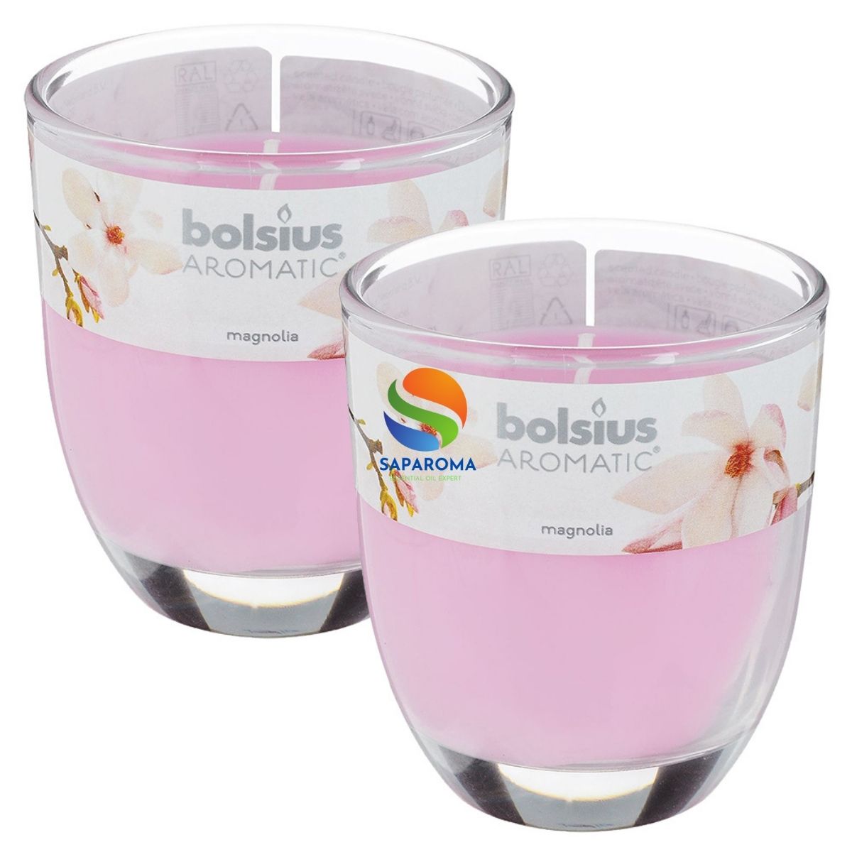 Combo 2 ly nến thơm tinh dầu Bolsius Magnolia 105g - hoa mộc lan, nến trang trí, thơm phòng, thư giãn, Hỗ trợ khử mùi