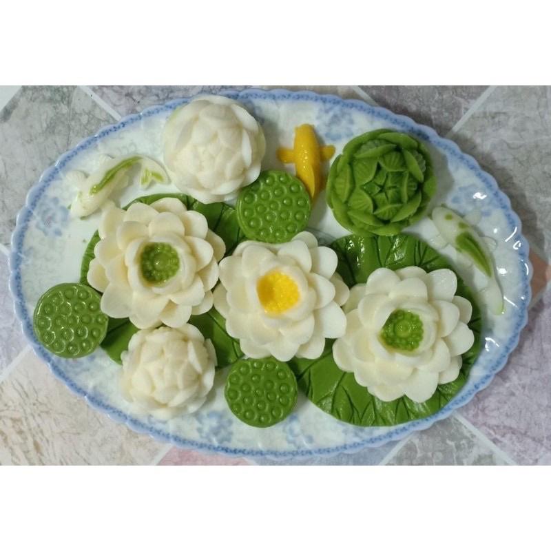 Khuôn silicon Lá Sen tròn, Lá sen cuộn, Gương sen