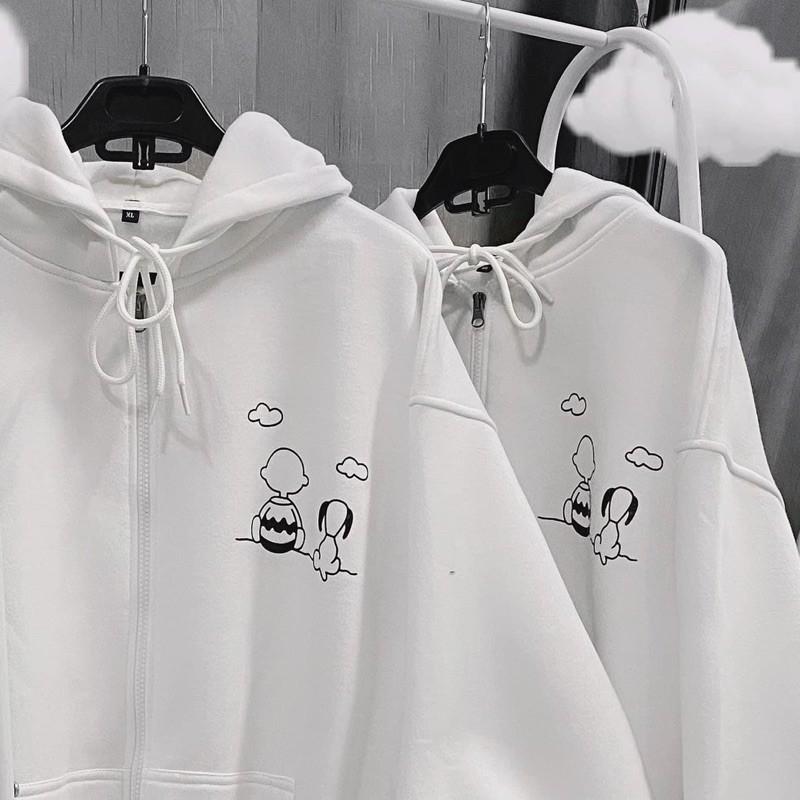 ÁO HOODIE ZIP ĐÔI BẠN (TRẮNG/ĐEN)