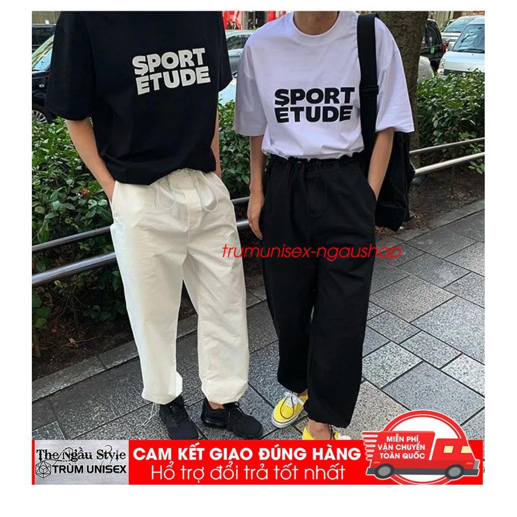 Hình Thật Áo thun Stee nam tay lỡ unisex form rộng overtee In Decal chữ SPORT chất vải cotton xịn Ngaushop Trumunisex