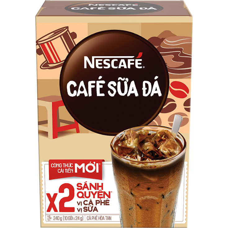 Combo 3 hộp cà phê hòa tan Nescafé cà phê sữa đá (Hộp 10 gói x 24g) - [Tặng 1 ly 2 lớp tiện lợi]