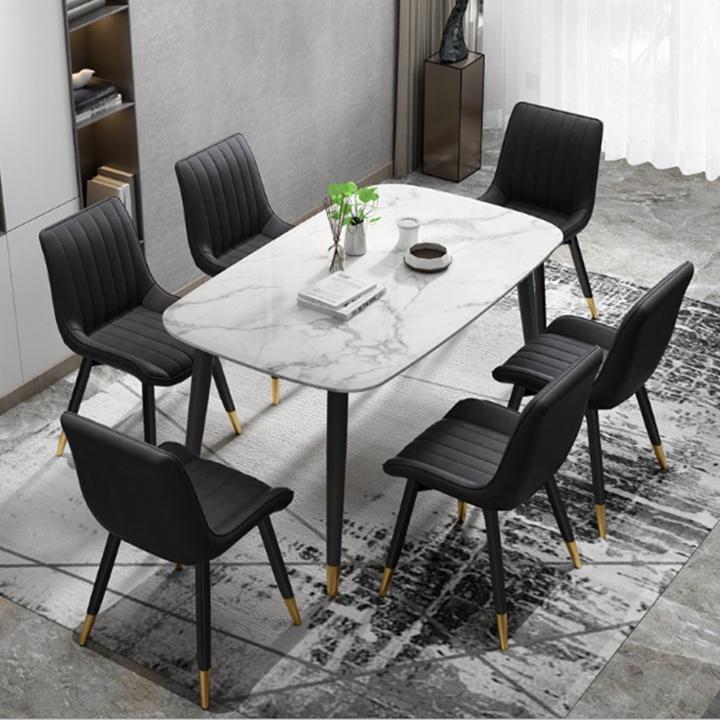 Ghế ăn bọc da LOFT kiểu dáng kẻ sọc chân mạ kim loại chống ghỉ chống xước