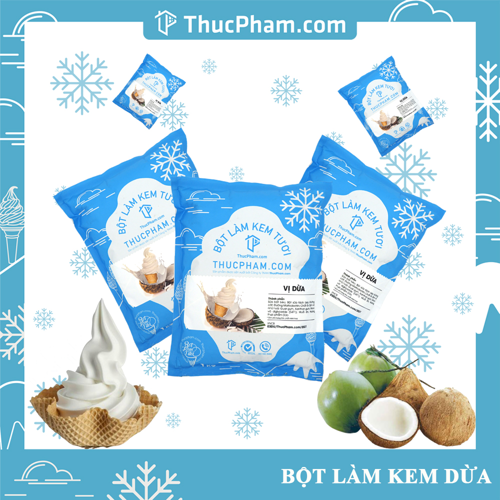 Bột Làm Kem Tươi THUCPHAM.COM Vị Dừa 1kg - Công Thức Độc Quyền Hương Vị Mới, Không Gắt, Không Hắc