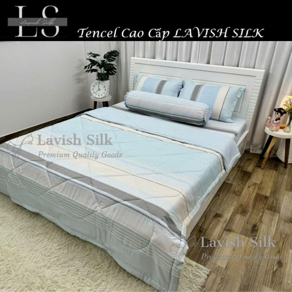 (Độc Quyền) Bộ Chăn Drap Lụa Tencel Mát Lạnh Thiên Nhiên Chăn 2m2x2m Sợi Microfiber LS LAVISH SILK