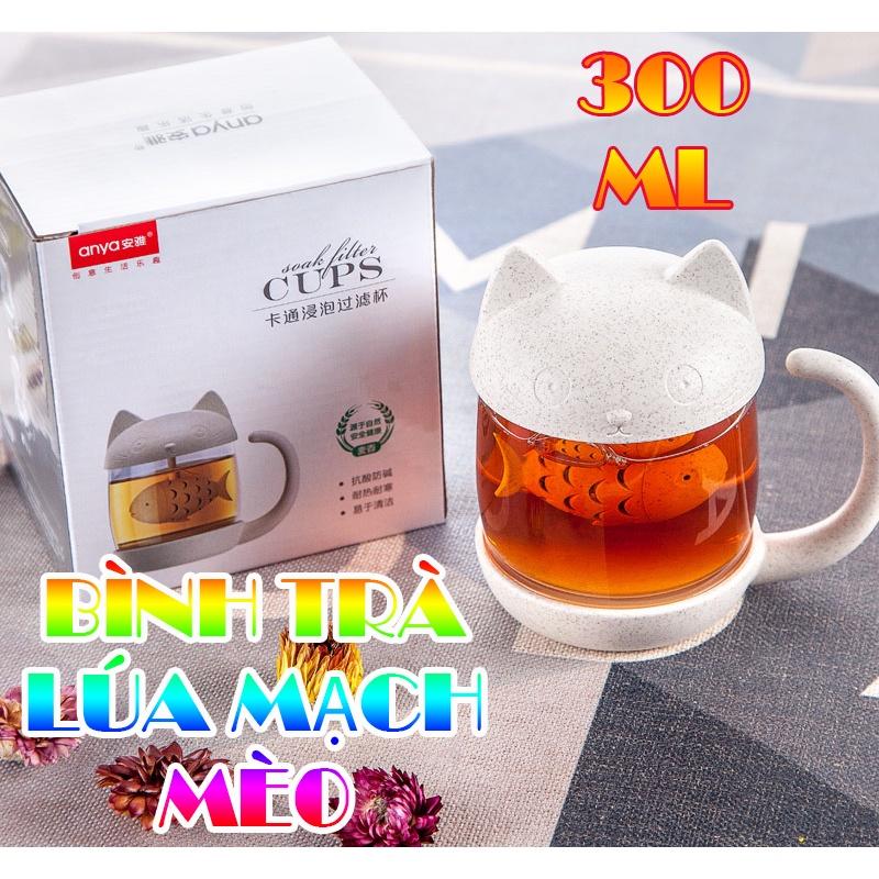 BÌNH TRÀ LÚA MẠCH MÈO MAY MẮN