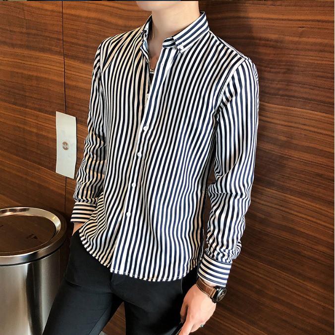 Áo Sơ Mi Kẻ Nam Vải Lụa không nhăn không sù -