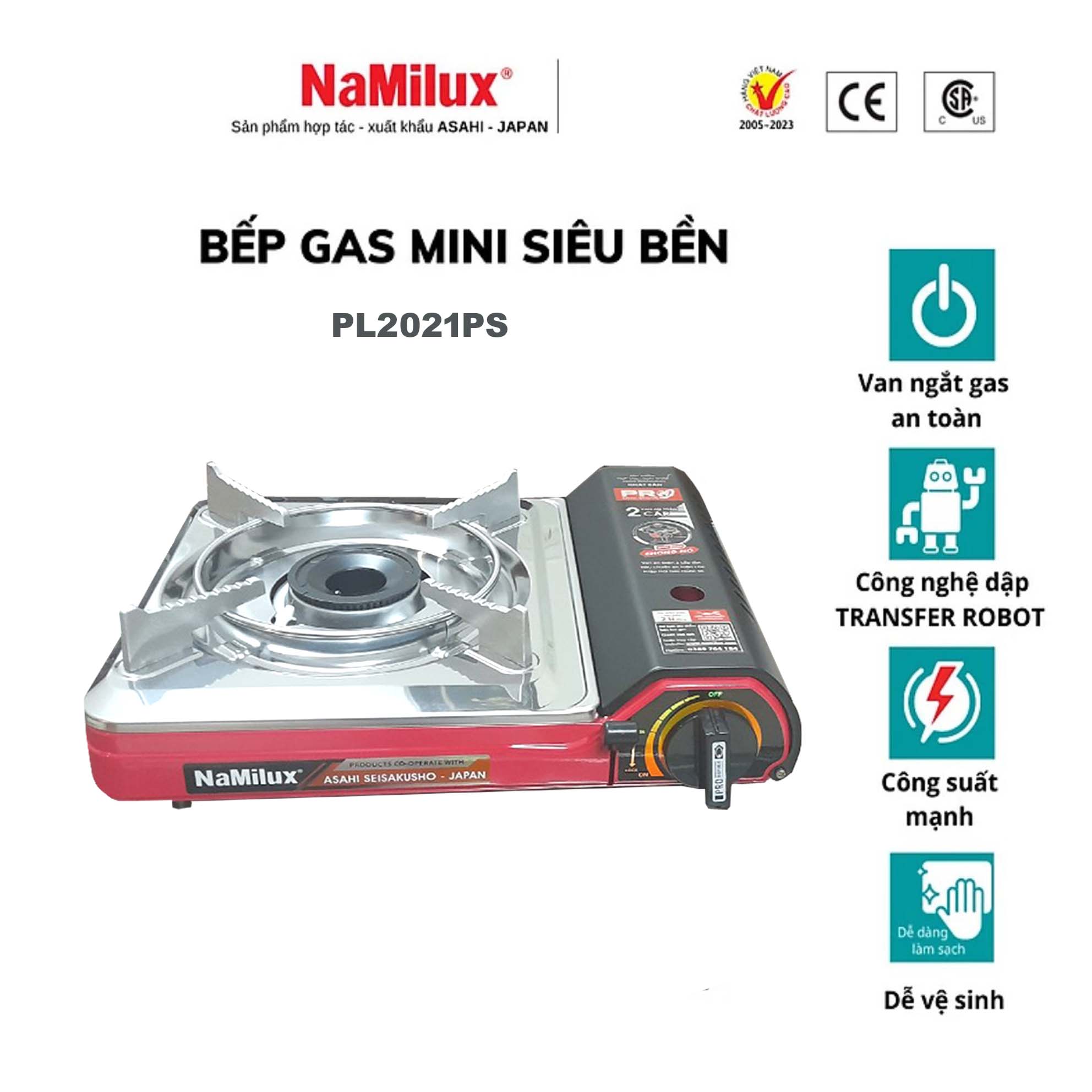 Bếp Gas Mini Cao Cấp NaMilux 2S PL-2021PS- Hàng Chính Hãng