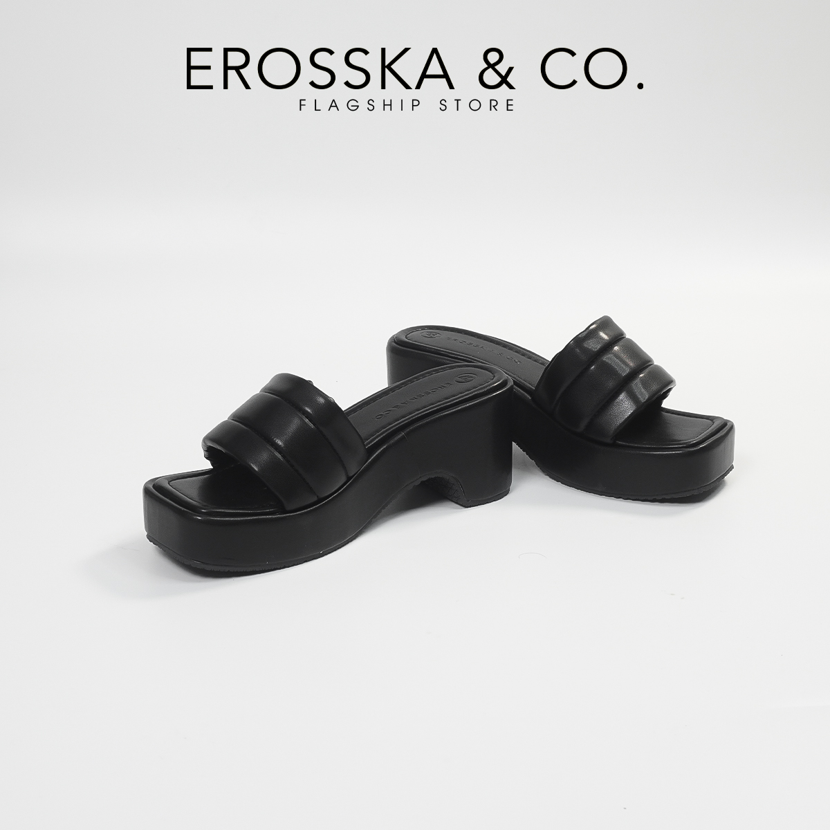 Erosska - Dép nữ đế xuồng dày quai ngang cao 7cm - SB023