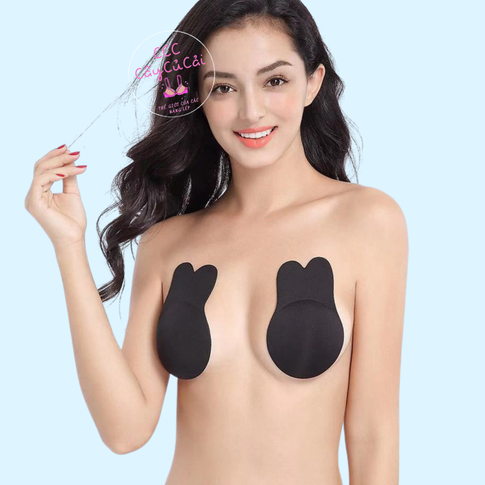 Cặp miếng dán ngực, miếng dán ti nâng ngực hình tai thỏ siêu dính tái sử dụng nhiều lần -CCC017