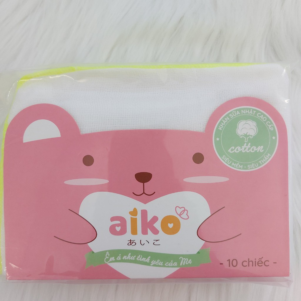 Combo 10 khăn sữa Nhật cao cấp Aiko 3 lớp, 4 lớp