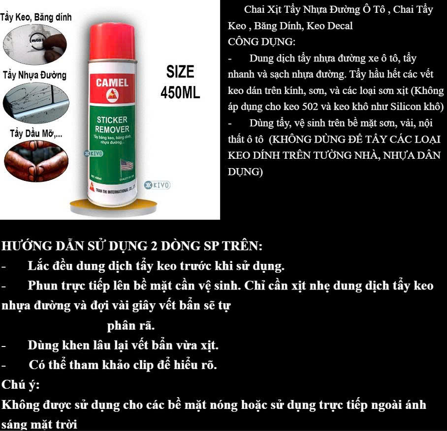 Dung Dịch Tẩy Keo, Nhựa Đường 450ml