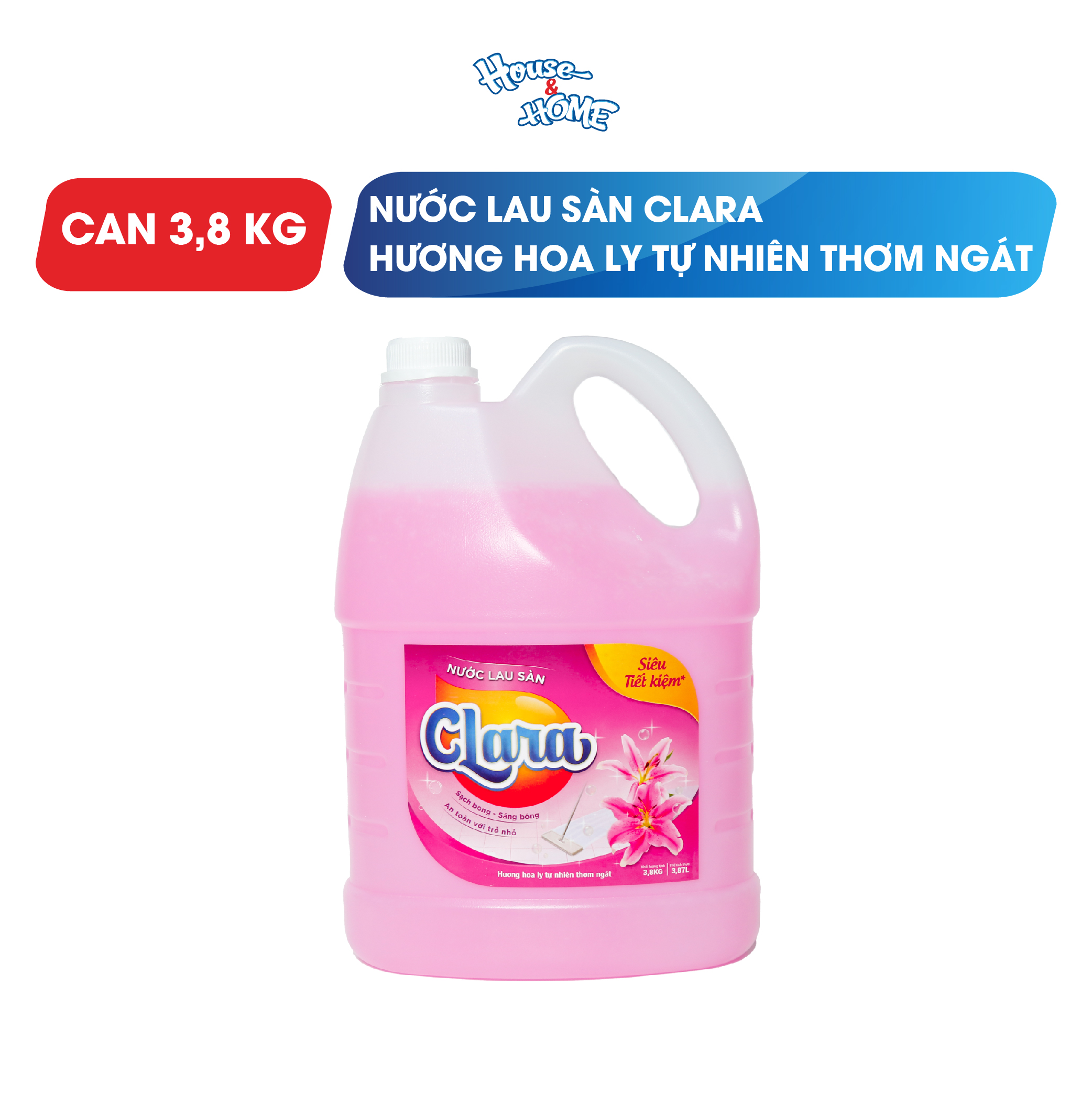 Nước lau sàn Clara hương hoa ly Can 3,8 kg