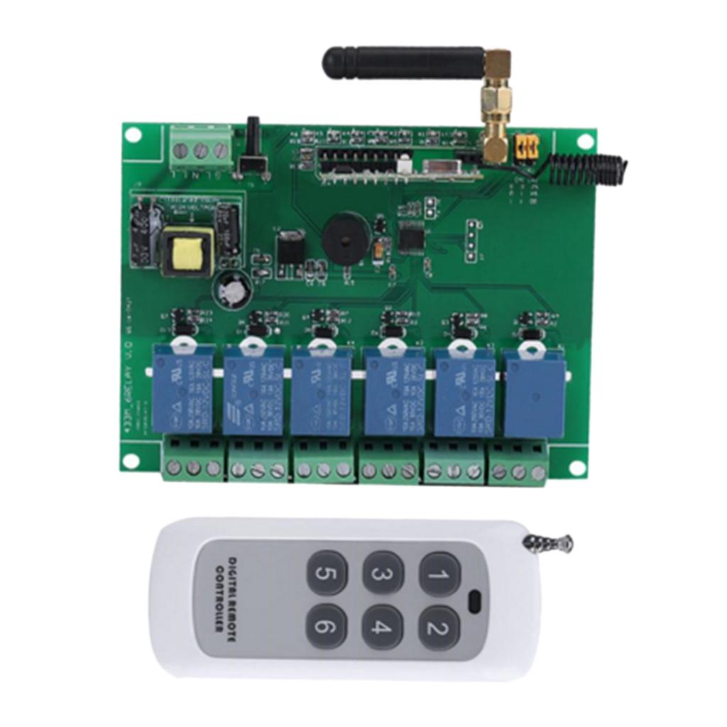 110-240V Relay Module 6 Channel RF Relay Board With Remote Control Switch