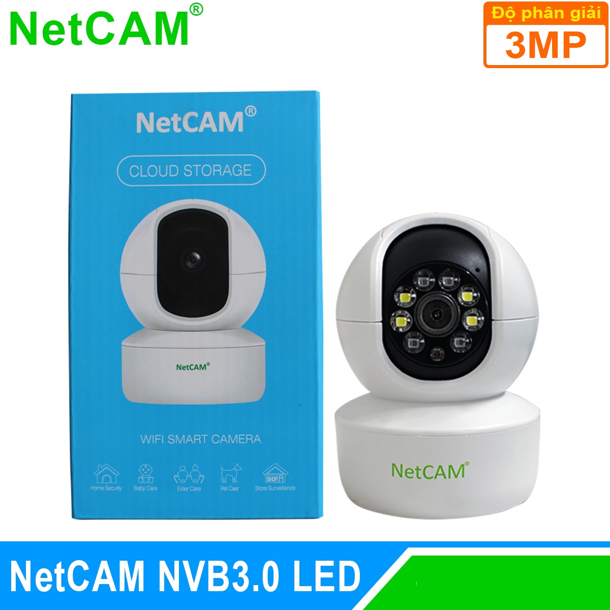 Camera IP wifi giám sát an ninh NetCAM NVB3.0, Độ phân giải 3.0MP, 4 đèn LED chiếu sáng - Hàng Chính Hãng