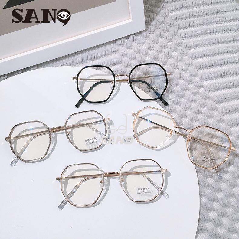 Mắt kính gọng hình đa giác bằng kim loại chống ánh sáng xanh