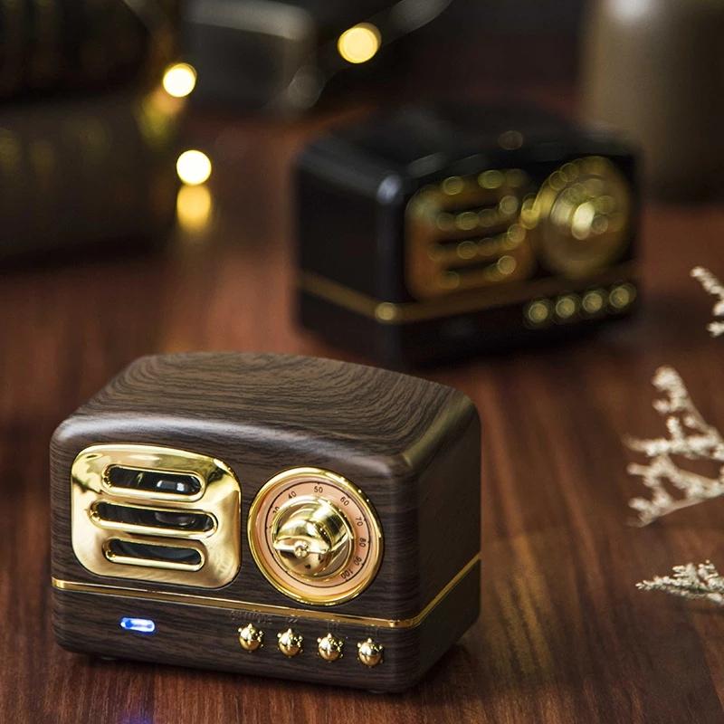 Retro Loa Di Động Bluetooth Đài Phát Thanh Mini Sáng Tạo Vân Gỗ Loa Siêu Trầm Cắm Thẻ Điện Thoại Di Động Âm Thanh Mini Thẻ TF Mp3 Màu sắc: A4