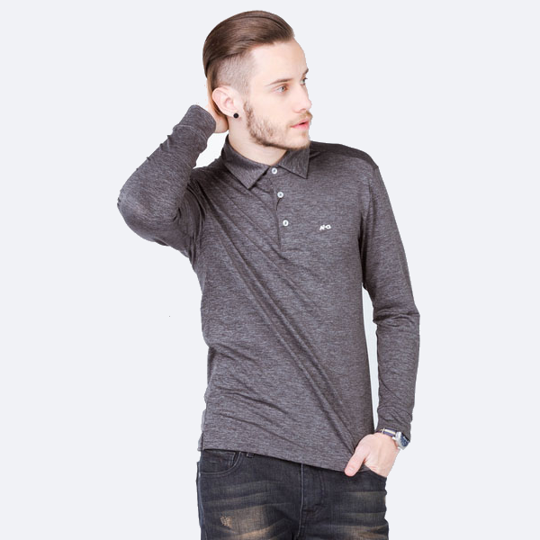 Áo thun dài tay cổ bẻ màu xám chì ALIGRO ALGAPD017
