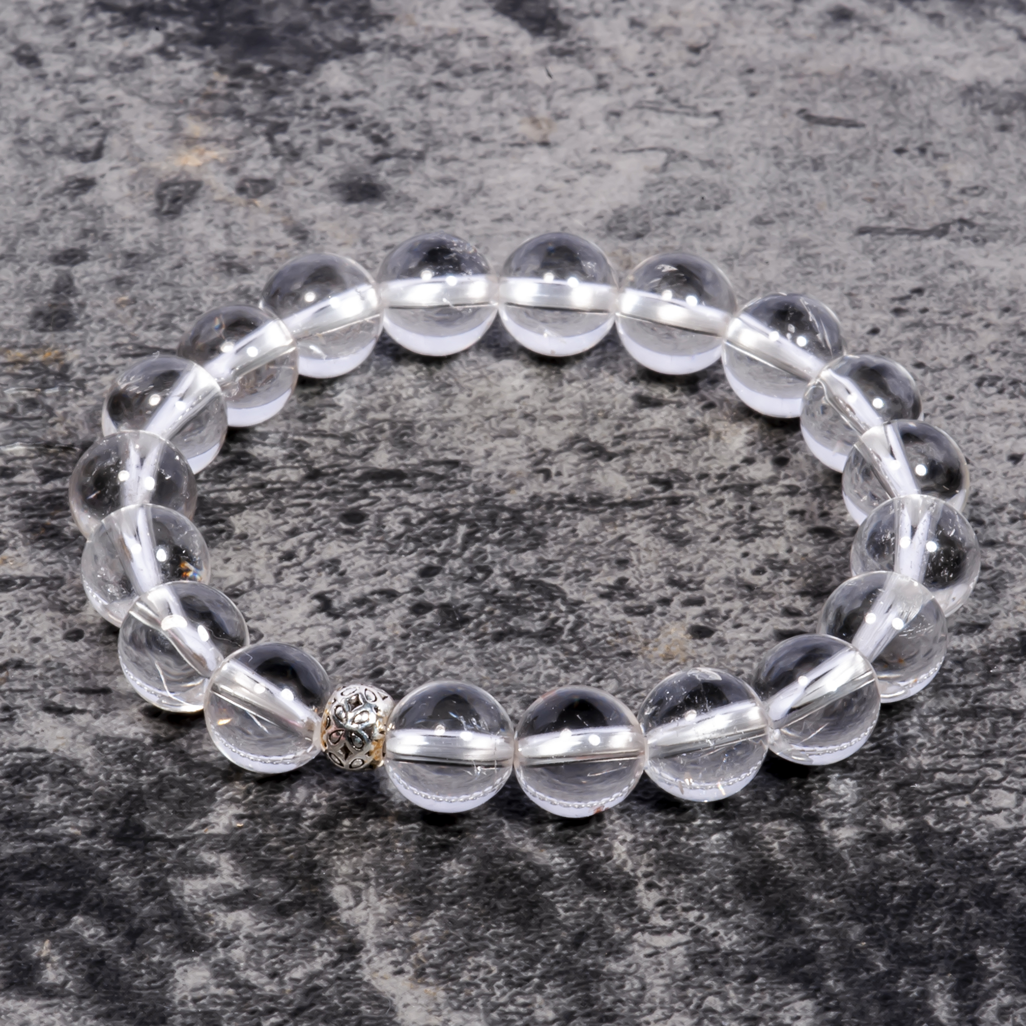 Vòng Tay Phong Thủy Thạch Anh Trắng (Clear Quartz) size 08mm phù hợp với cổ tay Nữ - Màu trắng trong có chứa răn đá - Kết hơp với Charm bạc Thái 925 - Mệnh Kim - Mệnh Thủy - BCLQS01 - VietGemstones