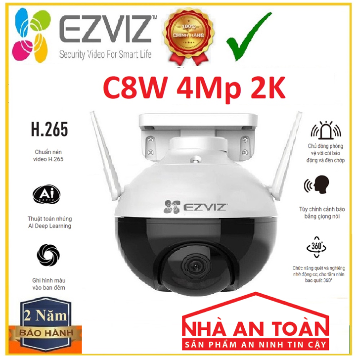 Camera IP Wifi quay quét ngoài trời 4MP EZVIZ C8W hàng chính hãng