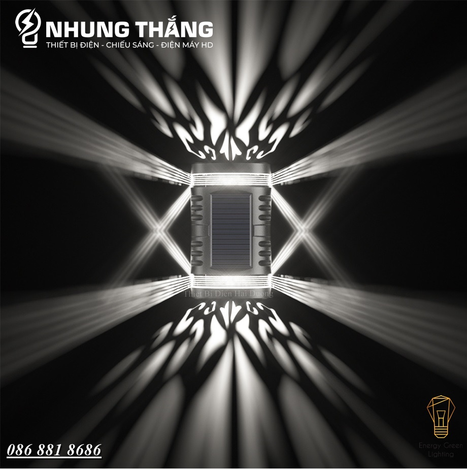 Đèn Tường 2 Đầu Chiếu Sáng Họa Tiết Hoa Văn MT-151 - Sử Dụng Năng Lượng Mặt Trời - Chống Nước IP65 - Có Video