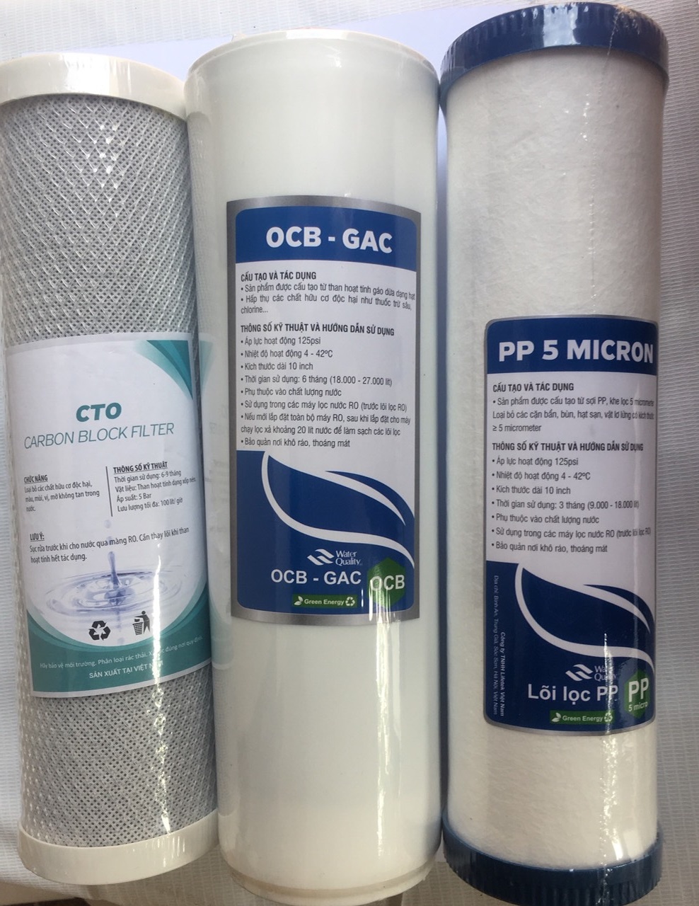 Combo 3 lõi lọc nước nước RO 1,2,3