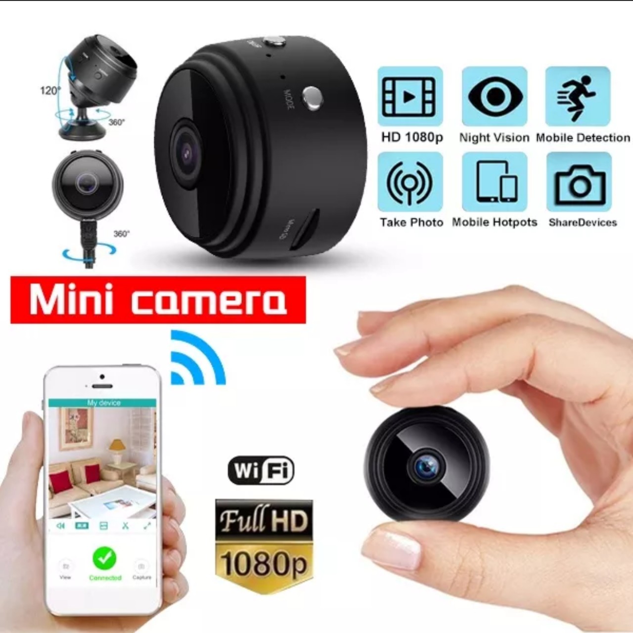 Bộ camera wifi an ninh gia đình 1080p, kết nối Wifi không dây hình ảnh chất lượng cao - Góc Quay Rộng