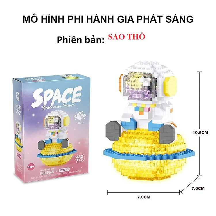 Đồ chơi trẻ em, mô hình lắp ráp phi hành gia, đồ chơi xếp hình 3d có đèn, mô hình lắp ghép mini, đồ chơi trẻ em thông minh HT SYS