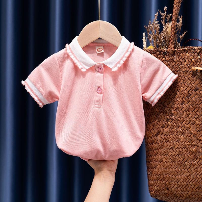 ATG19 Size 90-130 (9-27kg) Áo thun bé gái (Áo polo có cổ ngắn tay 100% cotton) Thời trang trẻ Em hàng quảng châu