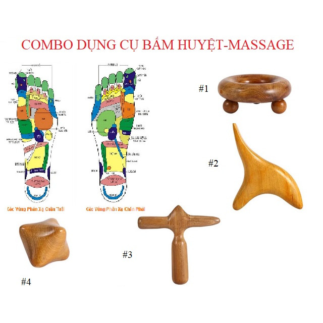 Combo bấm huyệt-massage bằng gỗ thơm