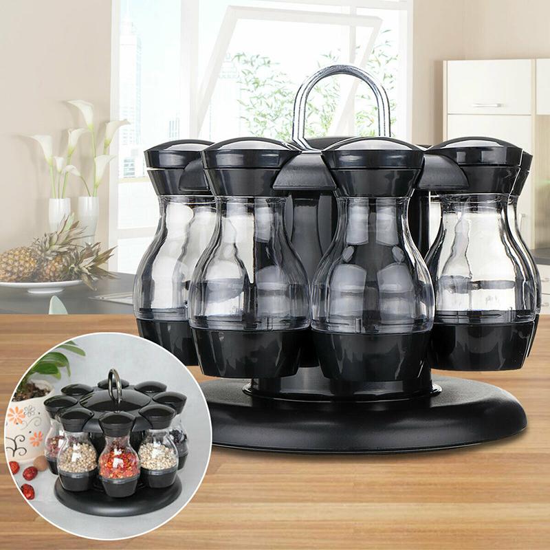 16 Cái Gia Vị Bộ Xoay 360 Lọ Gia Vị Giá Treo Nhà Bếp Cruet Gia Vị Bình Cà Phê Đường Cói Bình Đựng Giá