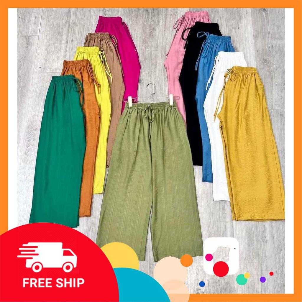 Quần ống rộng đũi lụa nhiều màu cạp chun co giãn dáng suông siêu đẹp thời trang Banamo Fashion sớ đũi nhiều màu 925