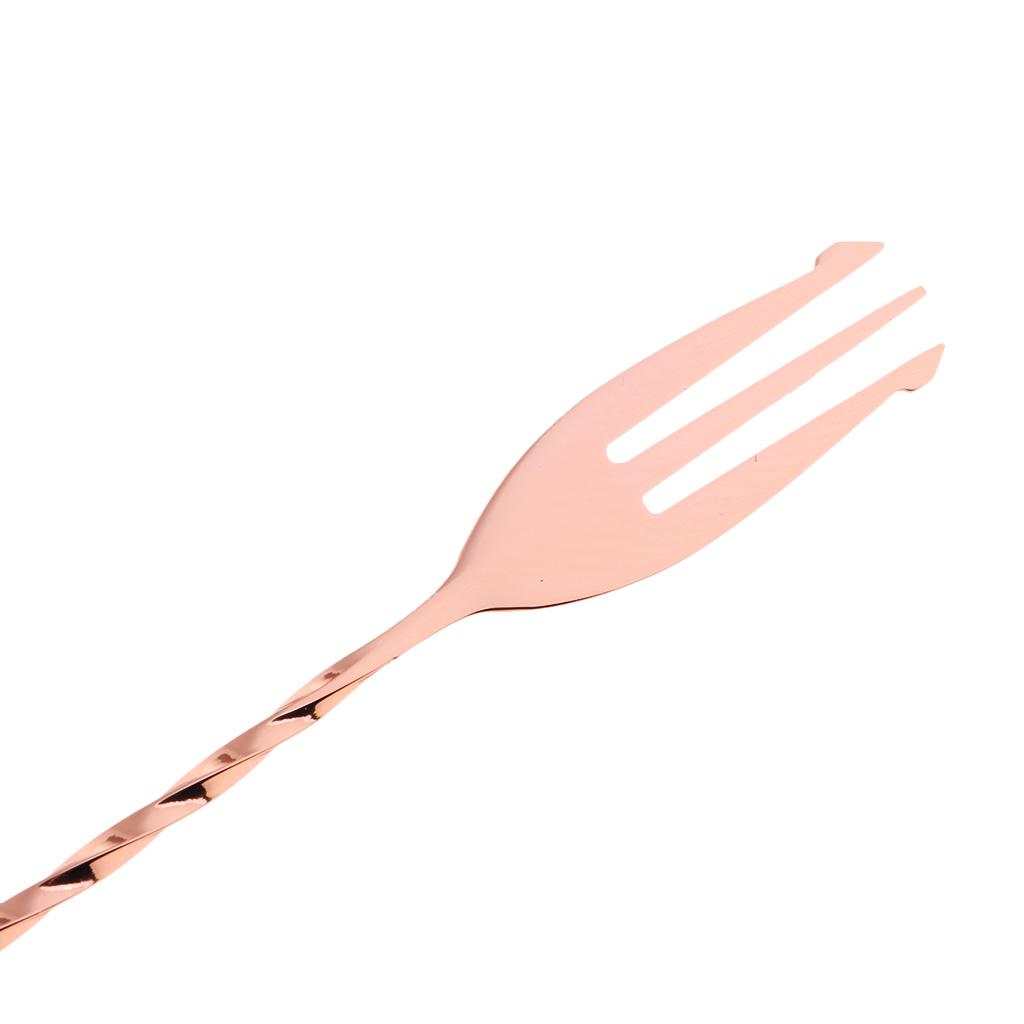 Stainless Steel Bar Cocktail Spoon Long Fine Thread Handle Mixing Spoon with Fork