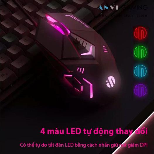 Chuột gaming có dây Inphic PW5P màu hồng/đen Hỗ trợ điều chỉnh DPI 4 tốc độ - Hàng nhập khẩu