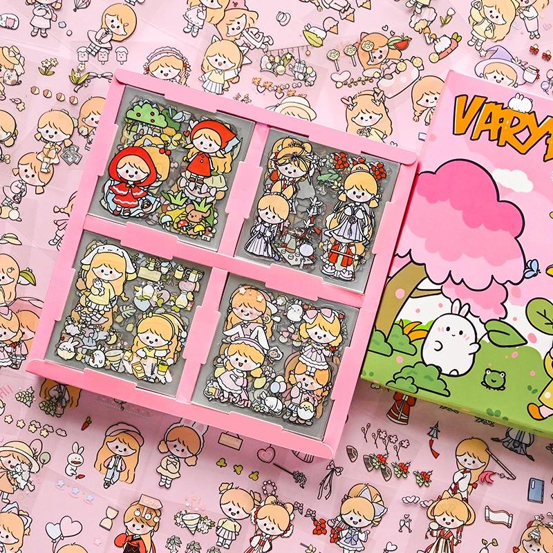 Hộp sticker 100 tấm cute dán sổ trang trí chống nước set sicker khác nhau ST31