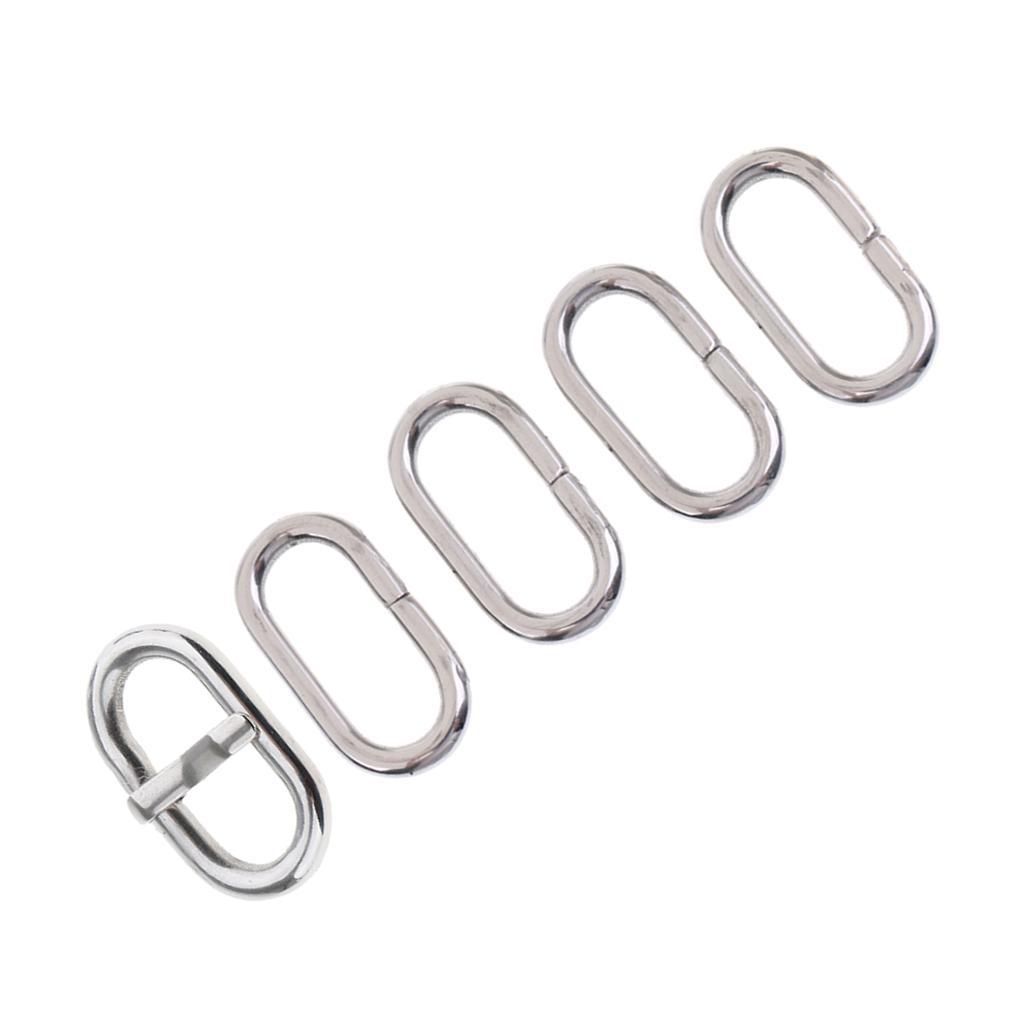 5 Piece Stainless Steel Nylon Watch Band Retainer Loop Ring with Buckle 18mm - 18mm
