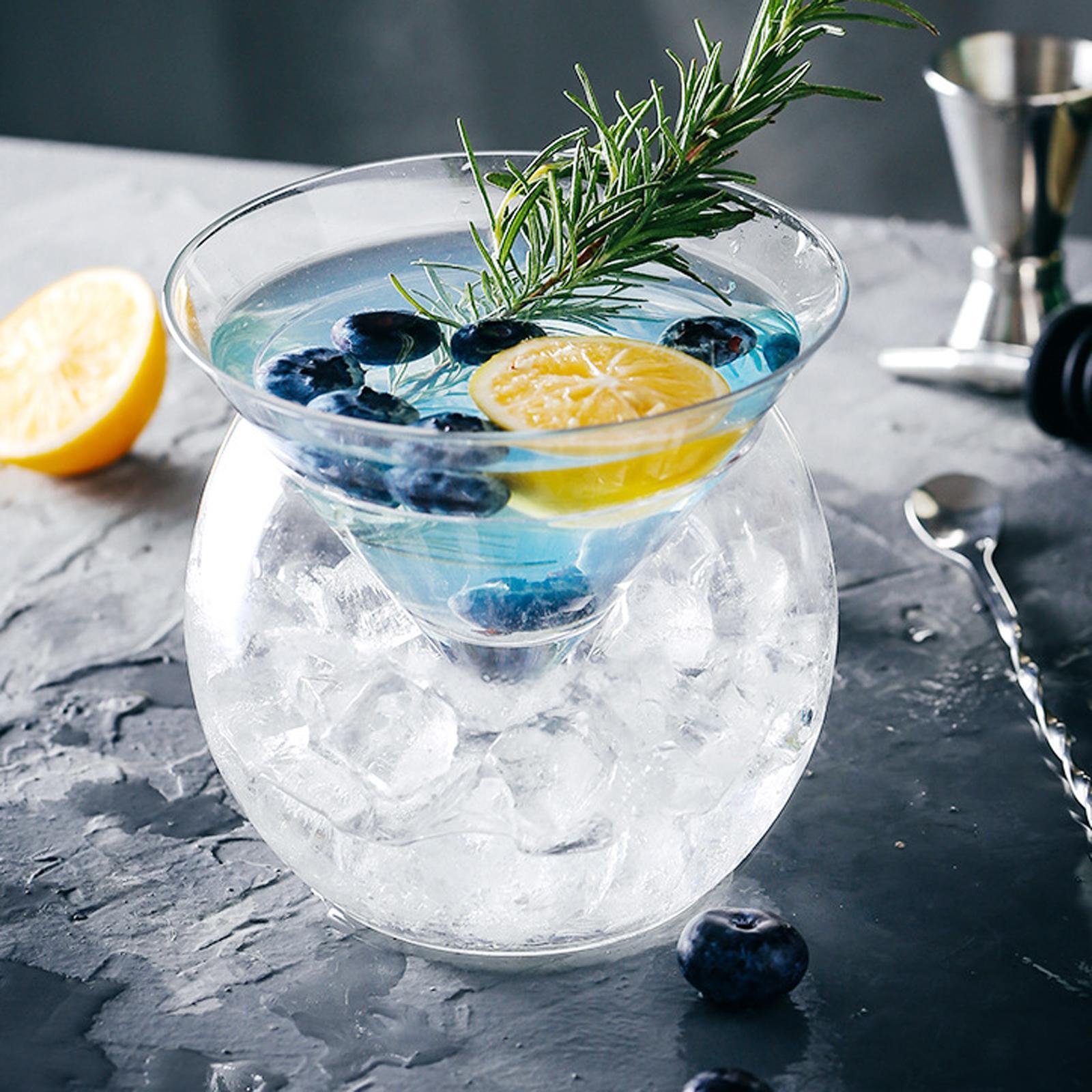 2 Set Molecular Cup Iced Caviar Liquor Conical Glass for Home Bar S + L