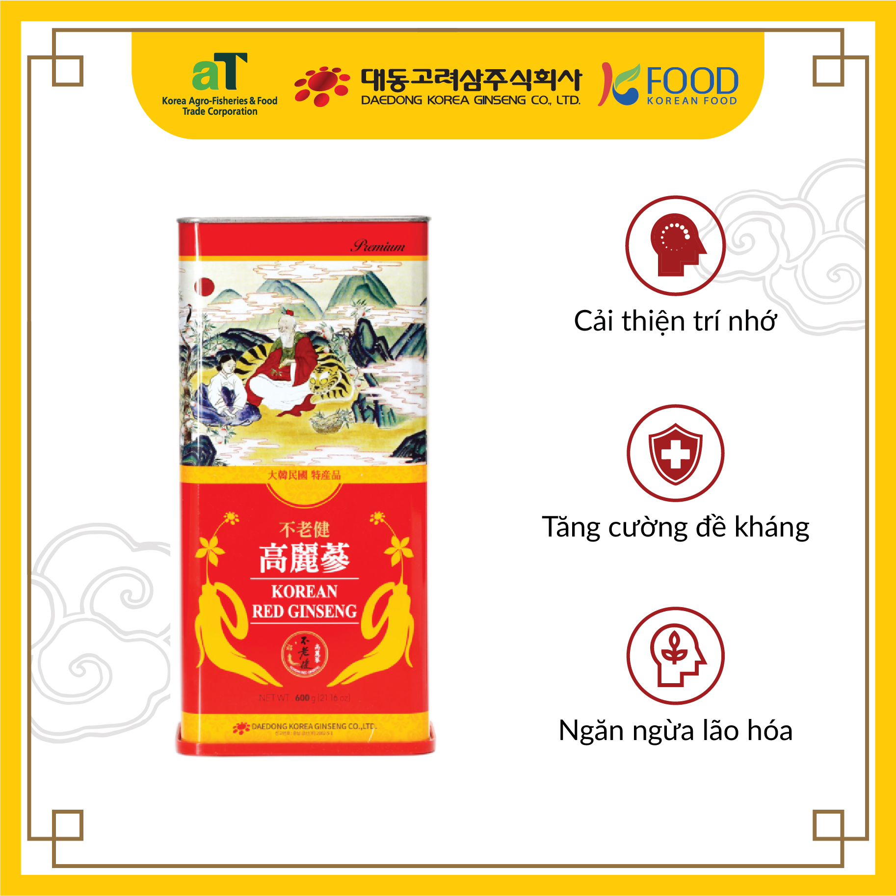 Hồng sâm củ khô dòng Premium 600gram (20 củ)