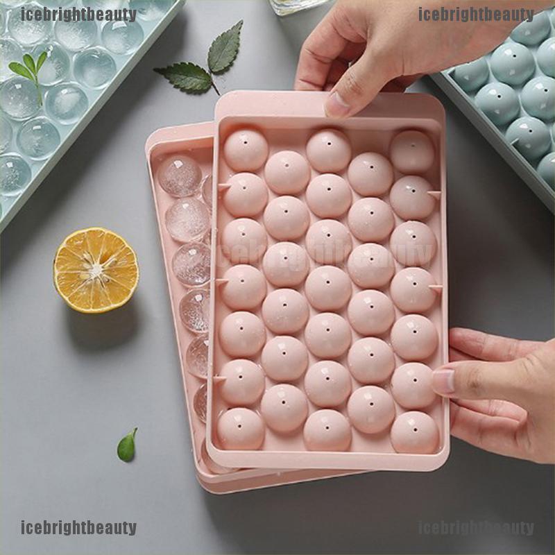 ICEB Ice Cube Tray Round Cubes Plastic Ice Cube Maker Mold with Lids