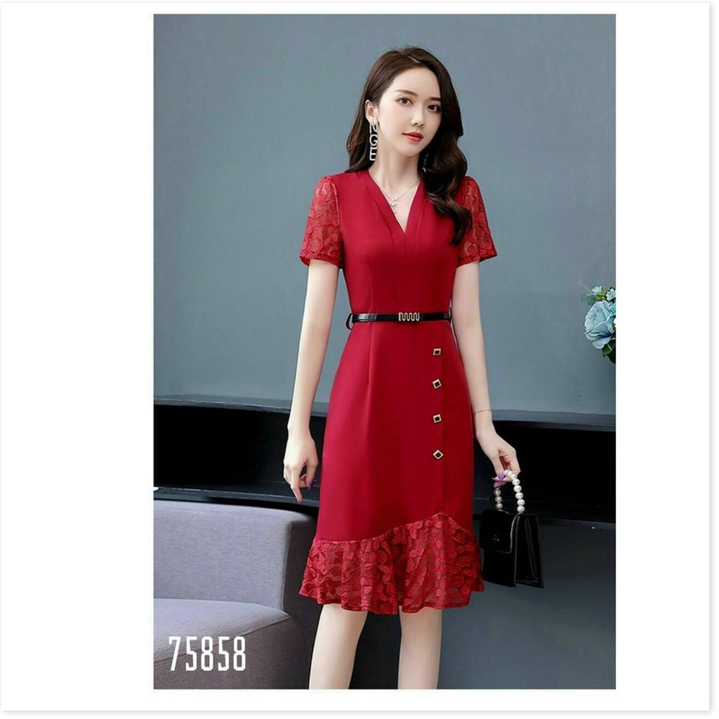 ĐẦM UMI TAY NGẮN,CỔ V,HỌA TIẾT TRƠN NHƯNG VÔ CÙNG SANG TRỌNG 1HIT1 FASHION