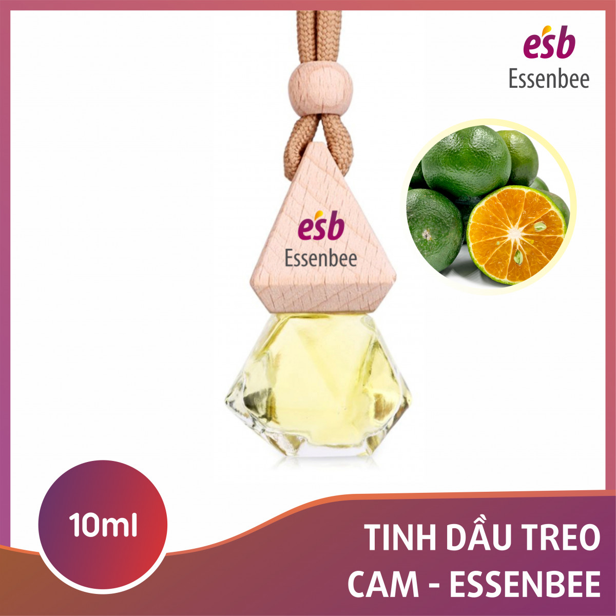 Tinh dầu Cam treo xe, treo tủ quần áo - Essenbee - 10ml