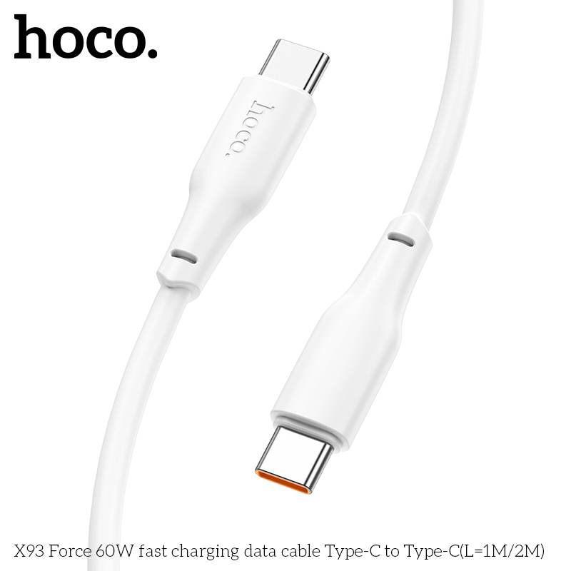 Cáp Sạc Nhanh Dành Cho Hoco X93 Force 60W Type-C Đến Type-C Dây Dài 2M Hàng Chính Hãng