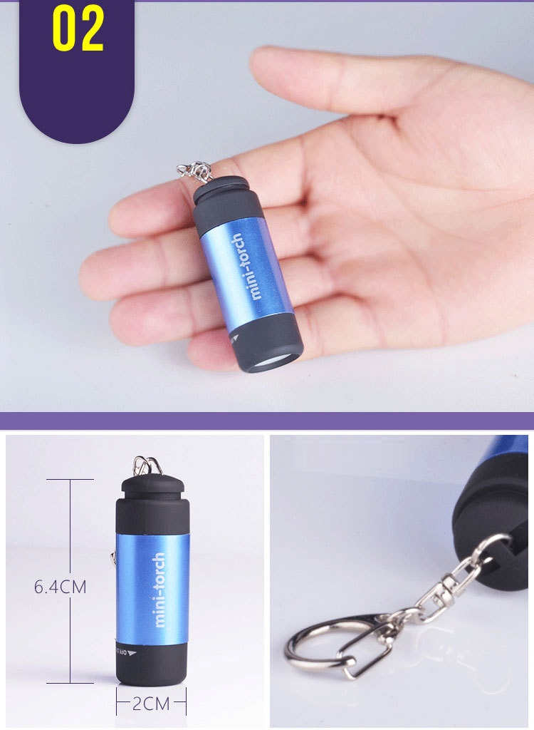 Móc khóa trang trí decal kiêm đèn pin mini cao cấp