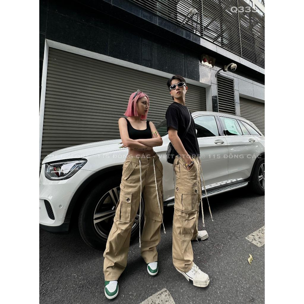 Quần Kaki Cargo Pant Túi Hộp Ống Suông Richky Màu Nâu Q333