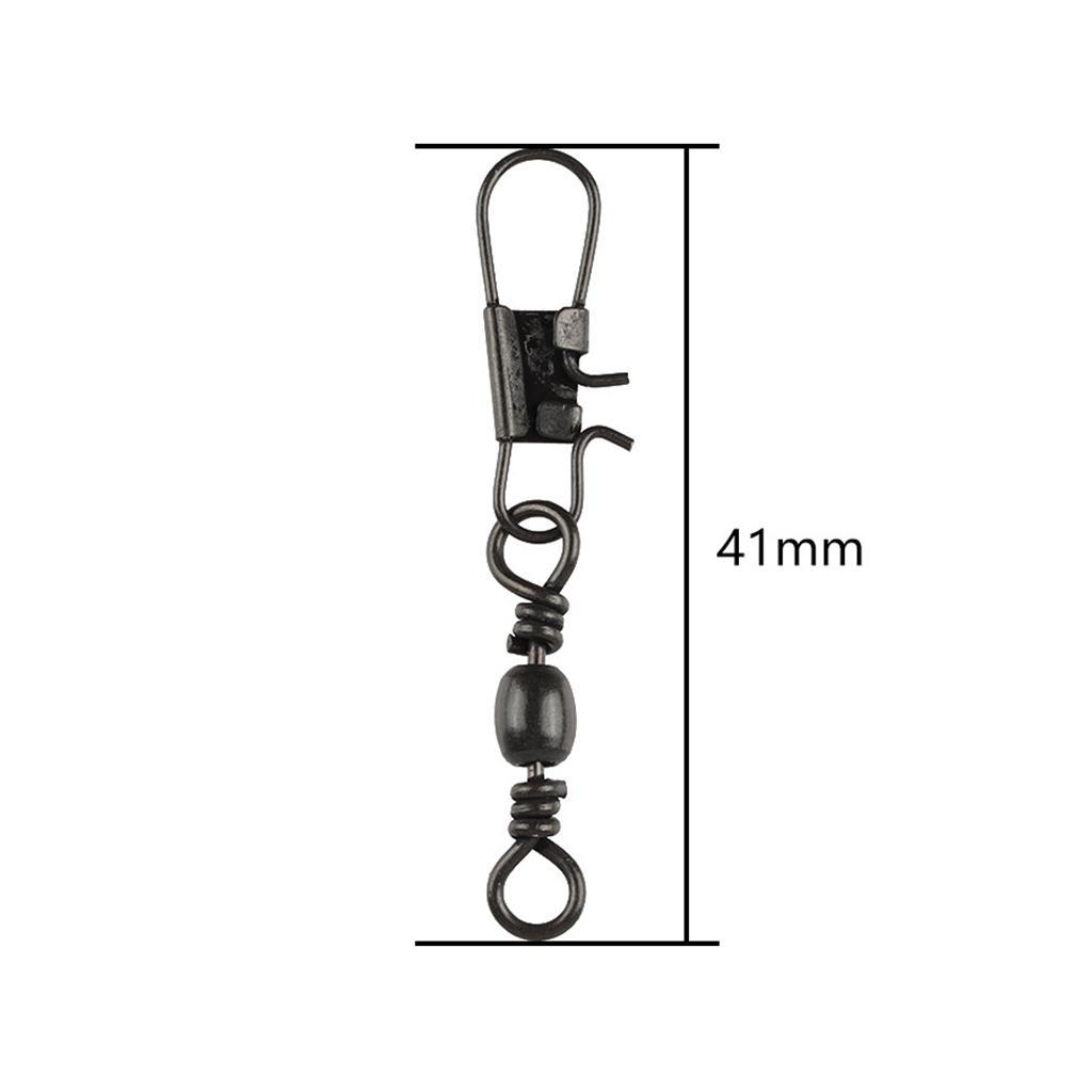 10 pcs Barrel Swivel Bearing with Safty Snap Connector Solid Rings Pin Fishing Connectors