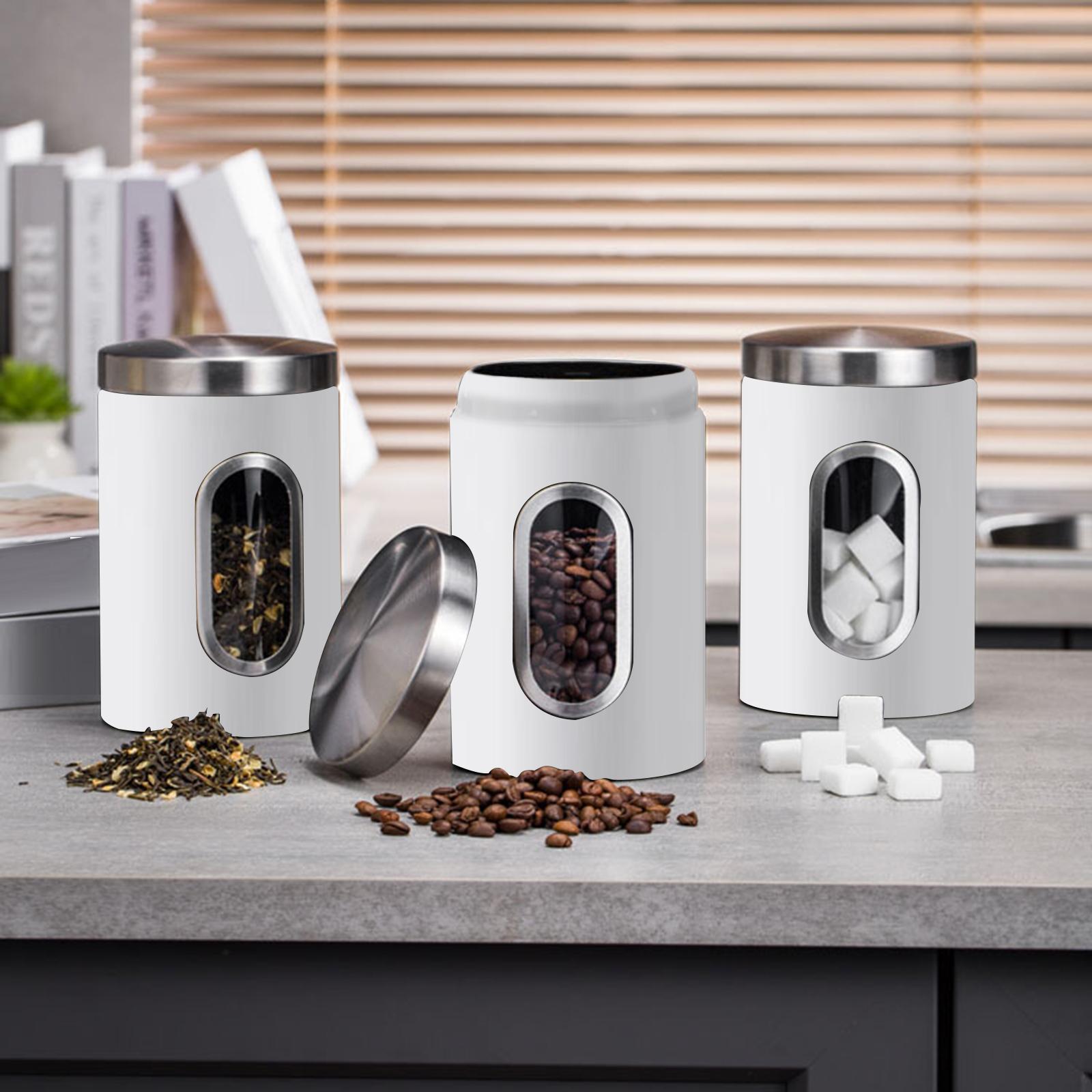 3Pcs Stainless Steel Food Storage Tin Organization with Lid Container